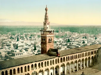 Der sogenannte Minarett de la Fiancee der Großen Umayyaden-Moschee in Damaskus, ca. 1880-1900